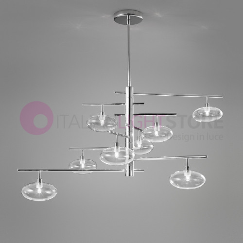 DOLCE Telescopic Suspension Modern 6 or 8 Ball Lights in Blown Glass Metallux