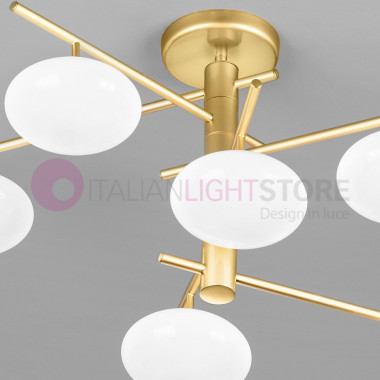 DOLCE Modern Chrome or Gold Ceiling Lamp 6 Ball Lights in Blown Glass Metallux