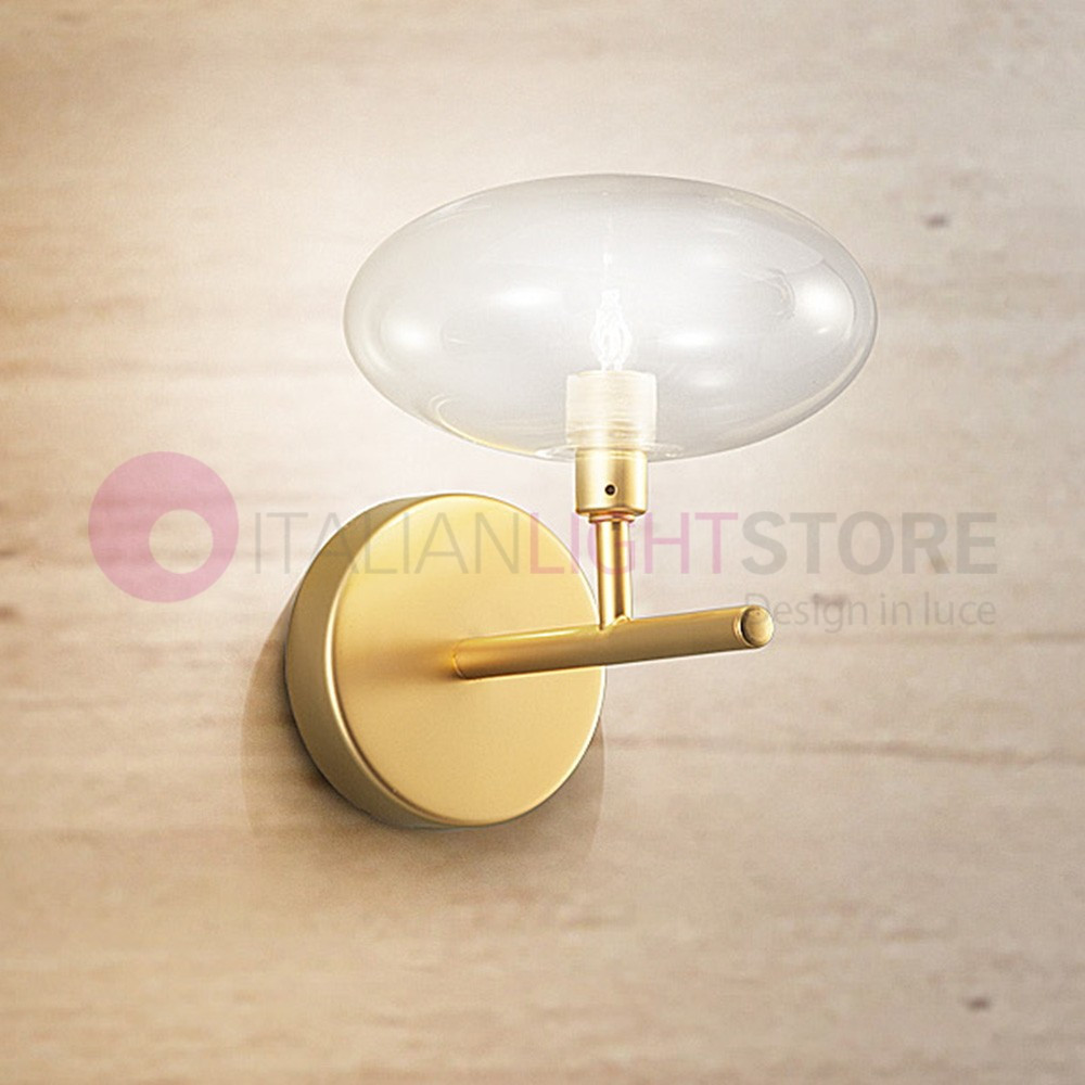 DOLCE Applique a Parete Moderno Cromo o Oro Sfera in Vetro Soffiato Metallux