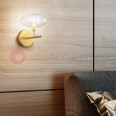 DOLCE Metallux Modern Design Chrome or Gold Blown Glass Wall Lamp