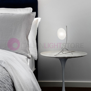DOLCE METAL LUX - Chrome or Gold Bedside Lamp With Blown Glass