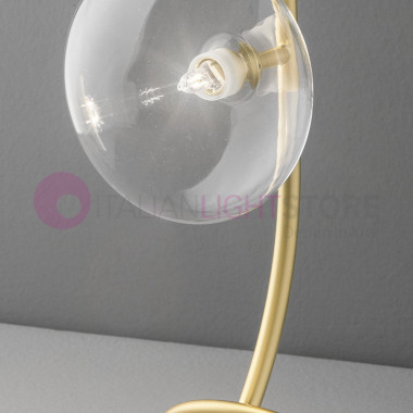 DOLCE by Metallux- Lampe de chevet chrome ou or avec verre soufflé