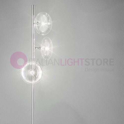 SÜßE stehlampe Design Chrom-oder Gold-3 Licht-Sphäre in Mundgeblasenem Glas Metallux