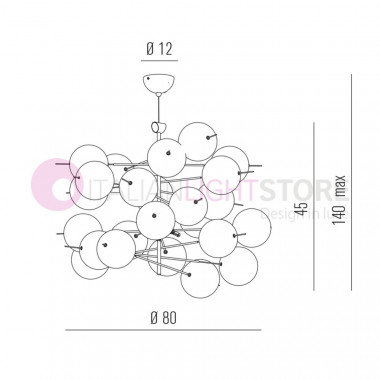 ATOM Modern Suspension Design 8 Lights Ball Crystal Metallux