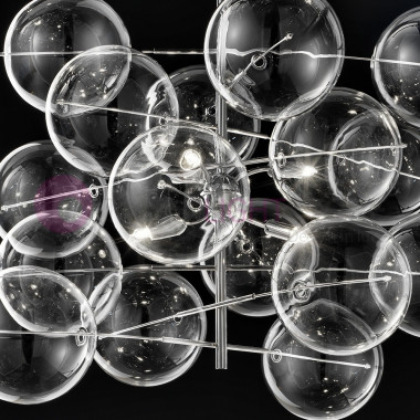 L'ATOME Moderne Conception de la Suspension 6 Lumières, Boule de Cristal Metallux