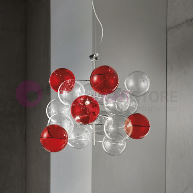 ATOM Modern Suspension Design 6 Lights, Ball Crystal Metallux