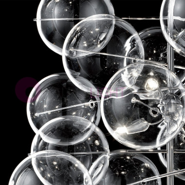 L'ATOME Moderne Conception de la Suspension 6 Lumières, Boule de Cristal Metallux