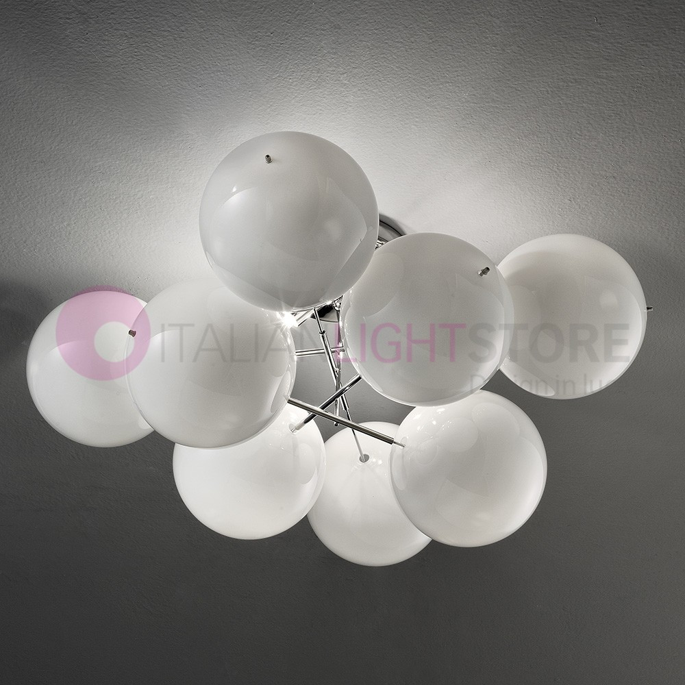 ATOM Ceiling light with a Modern Chrome Design 4-Light Ball Crystal Metallux