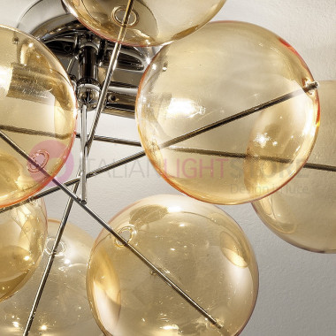ATOM Ceiling light with a Modern Chrome Design 2 Light Ball in Crystal Metallux