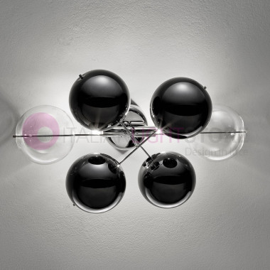 ATOM-Wandleuchte Deckenleuchte Modernen Chrom-Design 2 Lichter-Kugel Kristall-Metallux