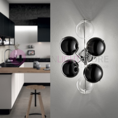 ATOM wall Sconce Ceiling light with a Modern Chrome Design 2 Light Ball in Crystal Metallux