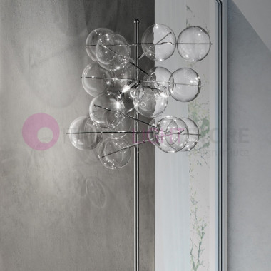 ATOME lampadaire Design Moderne Chromé 3-Lumière de Boule de Cristal Metallux