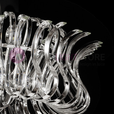 WAVE Aussetzung Kronleuchter Chrom d80 Glas Kristall Design Metallux