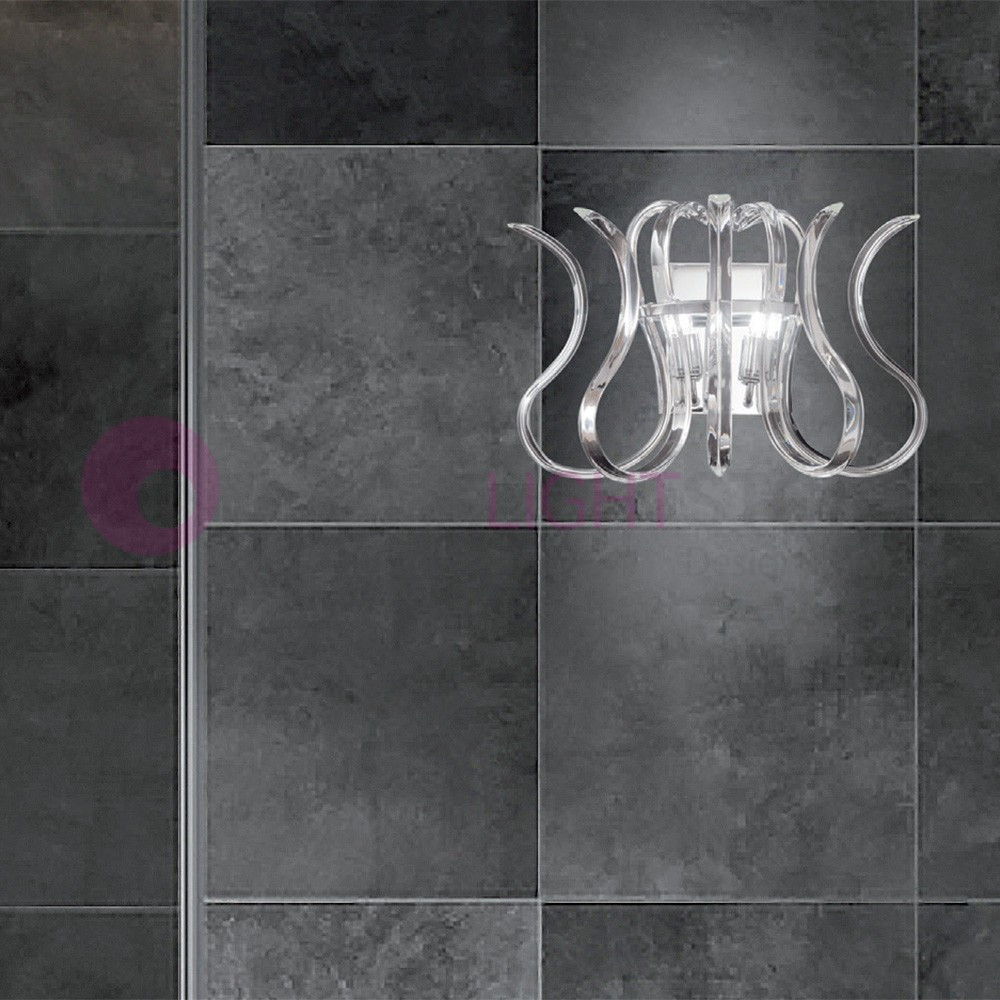 VAGUE Applique murale avec Chrome Moderne en Verre de Cristal de Conception 234.102 Metallux