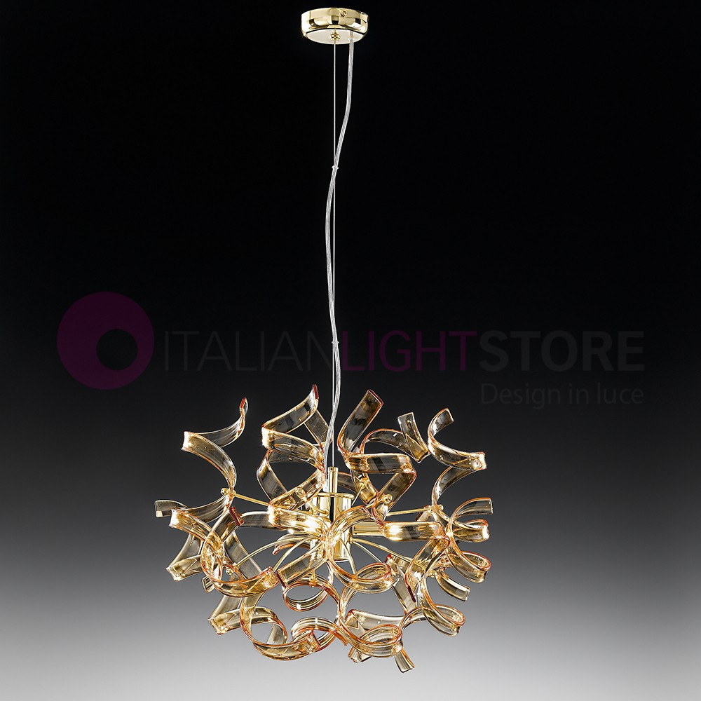 ASTRO Modern Suspension d40 3 Lights with Curls in the Glass 206.140 Metallux