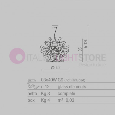 ASTRO Aussetzung Moderne d40 3 Lichter mit Locken Glas 206.140 Metallux