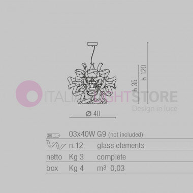 ASTRO Sospensione Moderna d40 3 Luci con Riccioli in Vetro 206.140 Metallux