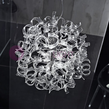ASTRO Modern Suspension d65 9 Lights with Curls in the Glass 206.170 Metallux