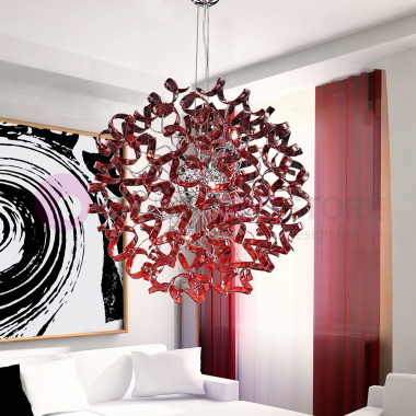 ASTRO Modern Suspension d80 8 Lights with Curls in the Glass 206.180 Metallux