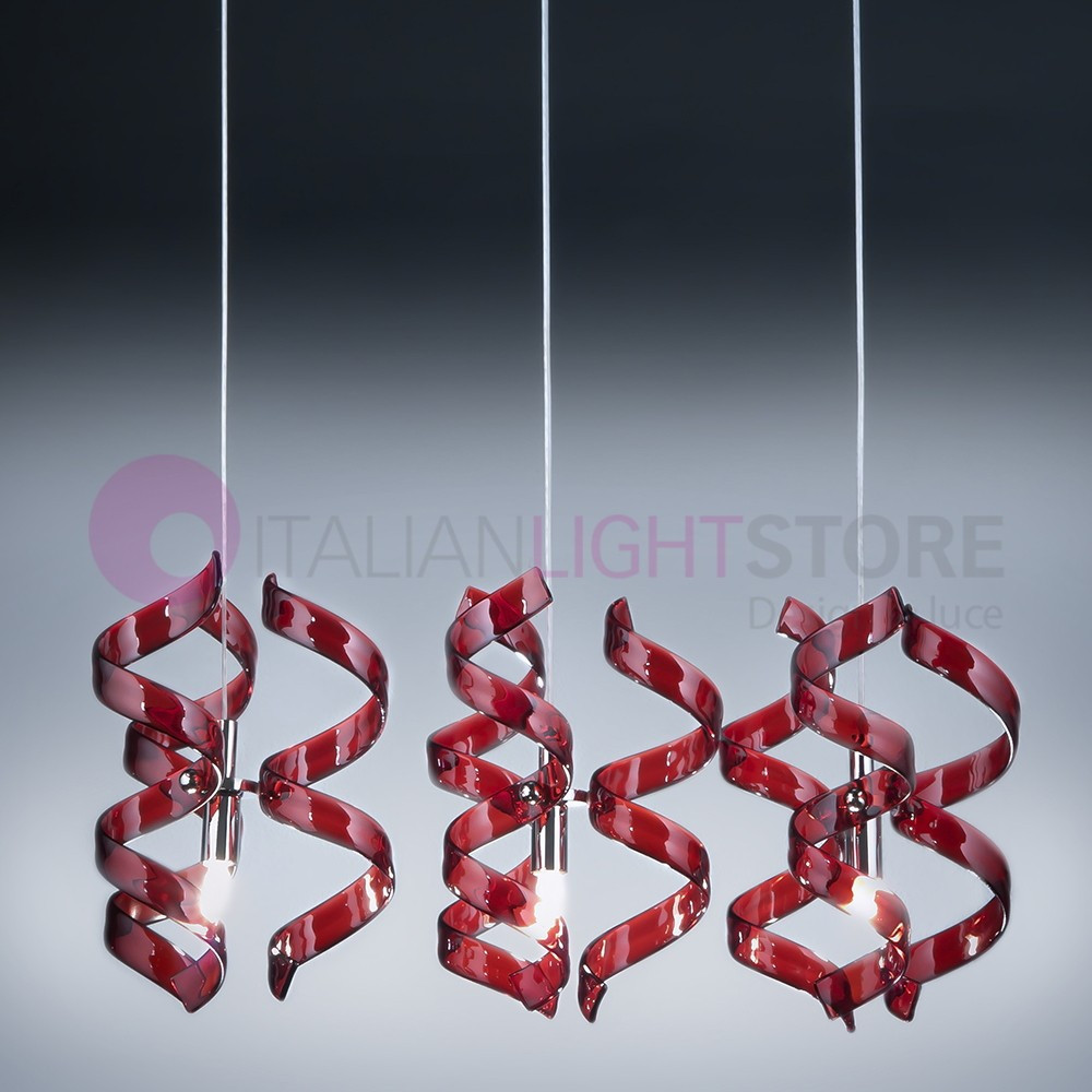 ASTRO Lustre pendentif Moderne de 3 Lumières avec des Boucles dans le Verre 206.503 Metallux