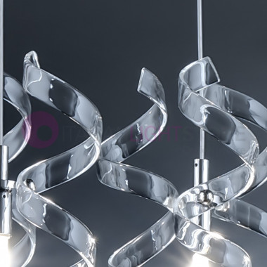 ASTRO Lustre pendentif Moderne de 5 Lumières avec des Boucles dans le Verre 206.505 Metallux