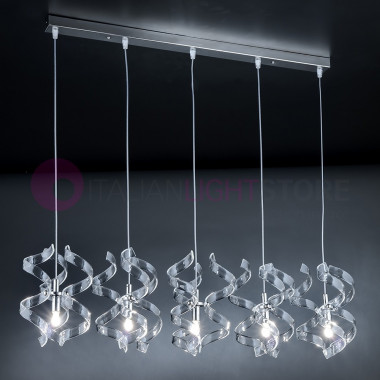 ASTRO Chandelier pendant Modern 5 Lights with Curls in the Glass 206.505 Metallux