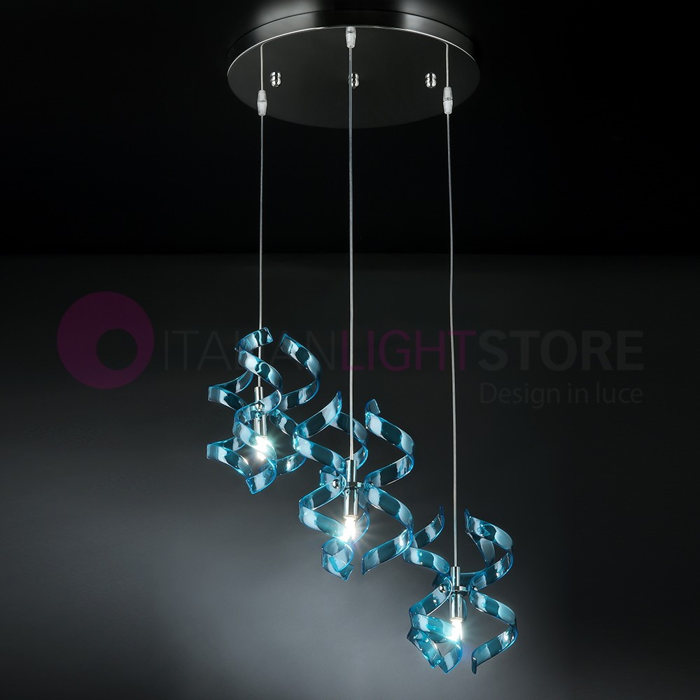 ASTRO Chandelier pendant Modern 3 Lights with Curls in the Glass 206.513 Metallux