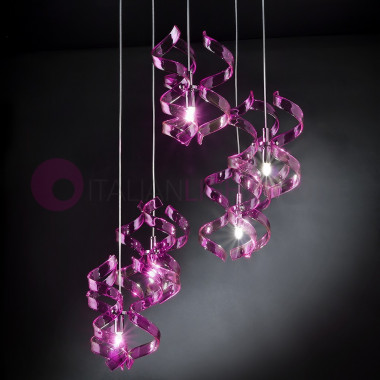ASTRO Chandelier pendant Modern 5 Lights with Curls in the Glass 206.515 Metallux