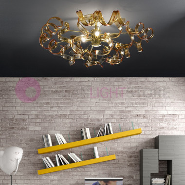 ASTRO Ceiling lamp Ceiling Modern d60 3 Lights with Curls in the Glass 206.340 Metallux