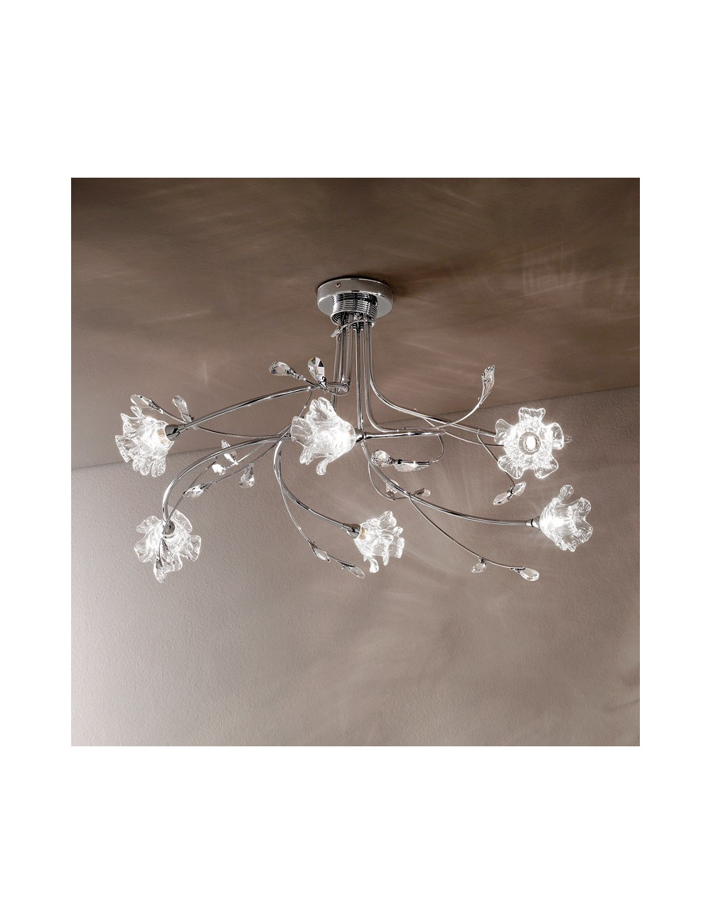 DAFNE Due P Lampada a Soffitto Plafoniera Cromo o Oro Design Moderno 6 Luci DAFNE Due P Lampada a Soffitto Plafoniera Cromo o Oro Design Moderno 6 Luci