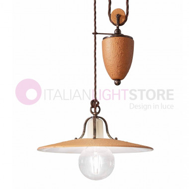BOLOGNA C824SO FERROLUCE Rustic Suspension with Ups and Downs in Decorated Ceramic d.30