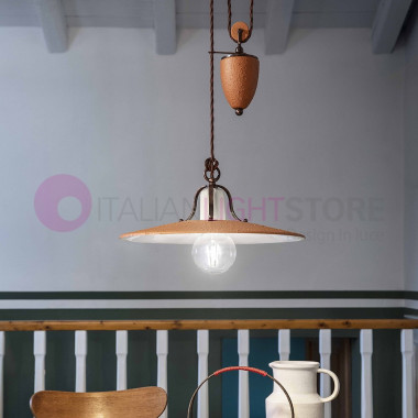 BOLOGNA C825SO FERROLUCE Rustic Suspension with Ups and Downs in Decorated Ceramic d.40