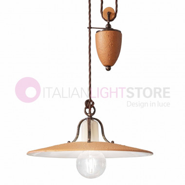 BOLOGNA C825SO FERROLUCE Rustic Suspension with Ups and Downs in Decorated Ceramic d.40