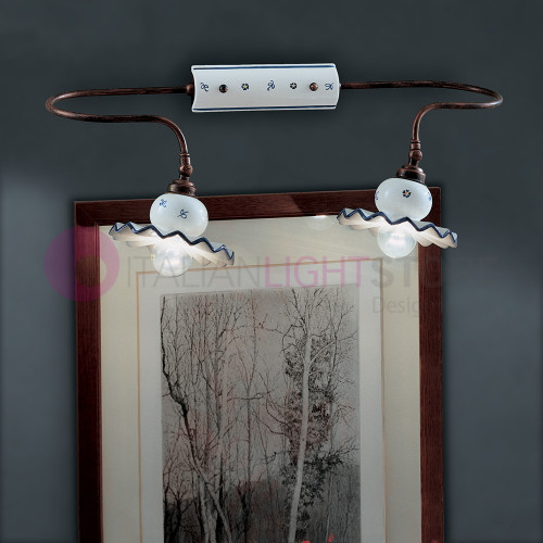 ROMA C406AP FERROLUCE 2-light wall lamp with arms in Decorated Ceramic Rustic Style