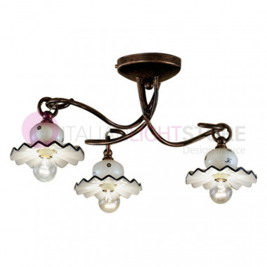ROMA C404/3PL FERROLUCE Ceiling lamp with 3 lights in Decorated Ceramic Rustic Style