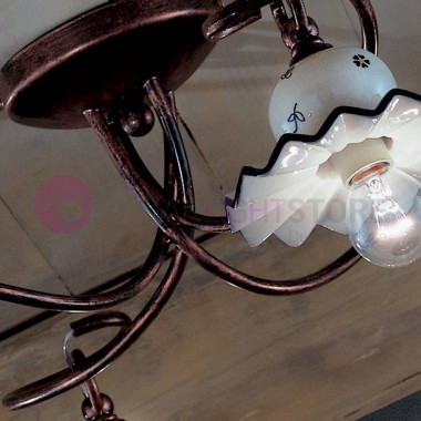 ROMA C404/4PL FERROLUCE Plafonnier avec 4 lumières en céramique décorée style rustique
