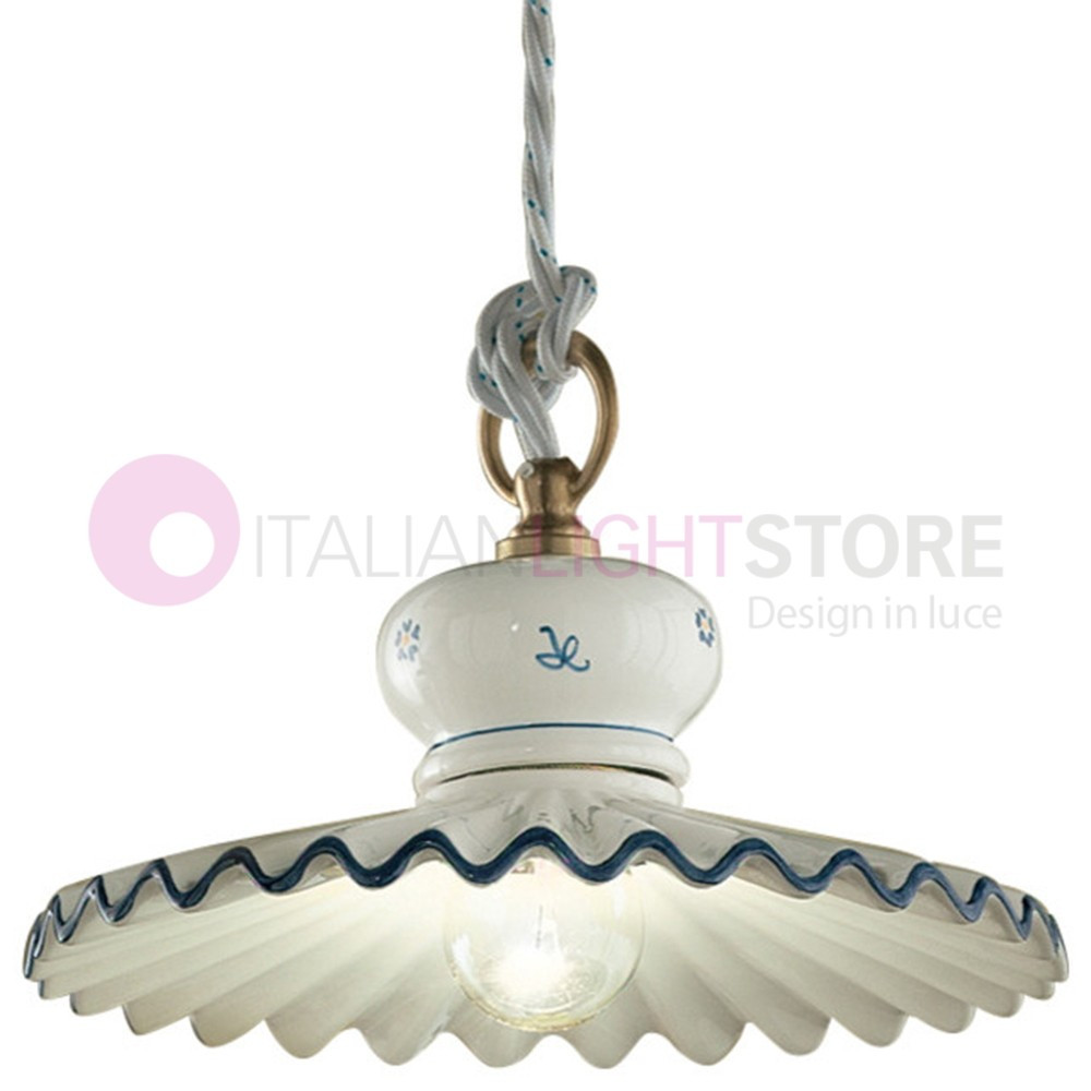 ROMA C395SO FERROLUCE Ceramic Pendant Lamp Decorated Rustic Style d. 23