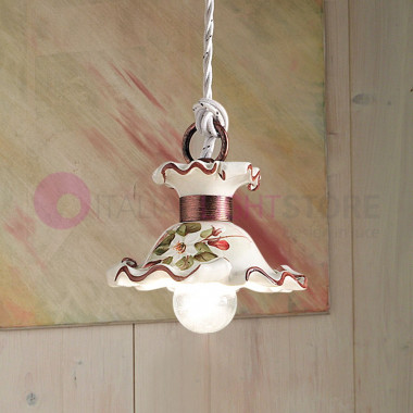 MILANO Mini Suspension Lamp d12 ceramic Decorated Rustic Style Ferroluce C1101SO