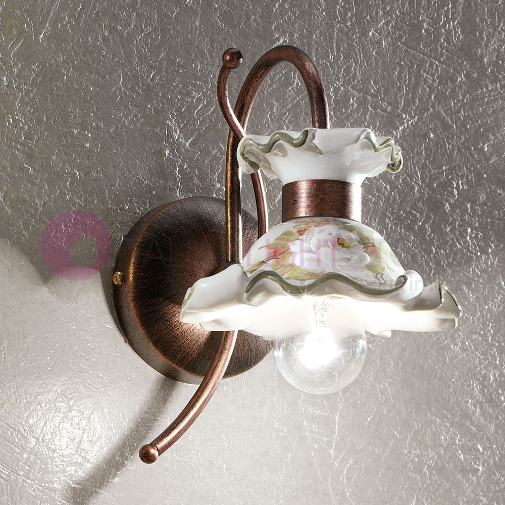 MILANO Rustic Wall Lamp Hand Decorated Ceramic Rustic Style Ferroluce C1116AP MILANO Rustic Wall Lamp Hand Decorated Ceramic Rustic Style Ferroluce C1116AP