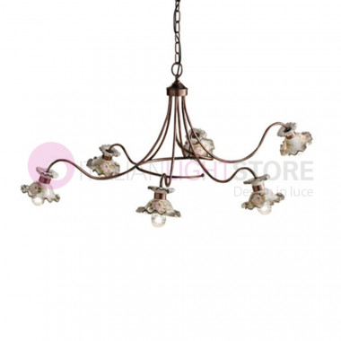 MILANO FERROLUCE C1125LA Lámpara de araña de cerámica de 6 luces decorada estilo rústico