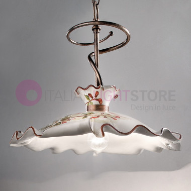 MILANO FERROLUCE C1127SO Lampe à suspension en céramique décorée Rustica avec Curl d. 35