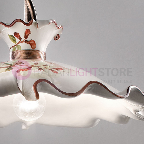 MILANO FERROLUCE C1128SO Ceramic Suspension Lamp Decorated Rustica with Curl d. 43