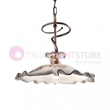 MILANO FERROLUCE C1128SO Ceramic Suspension Lamp Decorated Rustica with Curl d. 43
