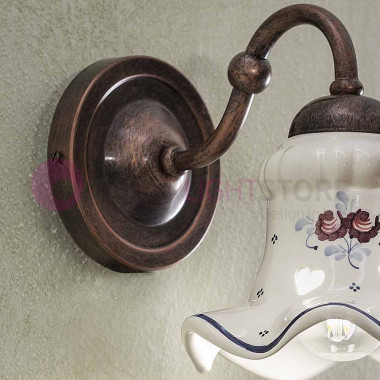 CHIETI  FERROLUCE C172AP Lampada a Parete in Ceramica Decorata Stile Rustico