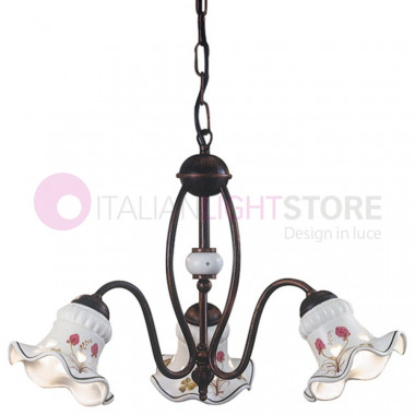 CHIETI FERROLUCE C168-3LA Lámpara de araña con 3 luces de cerámica Decorada estilo rústico
