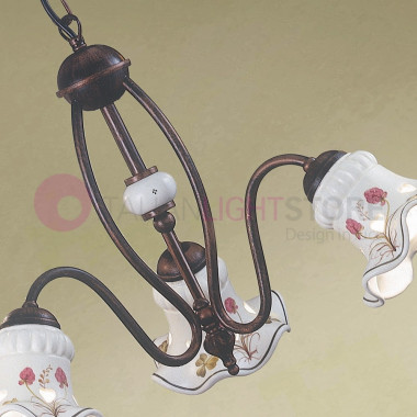 CHIETI FERROLUCE C168-3LA Lámpara de araña con 3 luces de cerámica Decorada estilo rústico