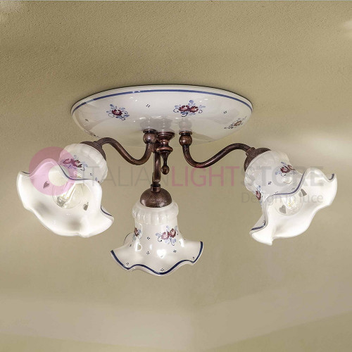 CHIETI FERROLUCE C171PL 3-light ceramic ceiling lamp Decorated Rustic Style