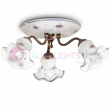 CHIETI FERROLUCE C171PL Plafoniera a 3 luci in Ceramica Decorata Stile Rustico