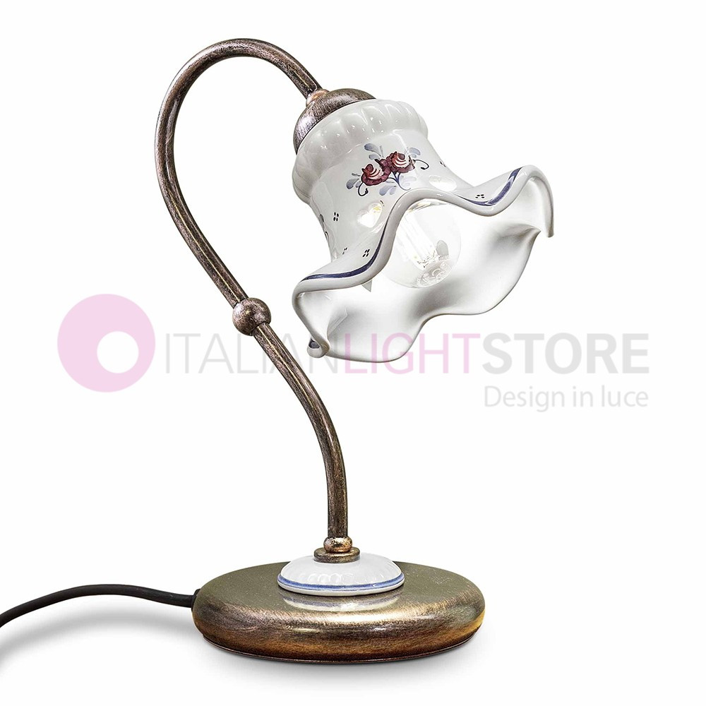 CHIETI FERROLUCE C173LU Lampe de chevet Abat-jour céramique Décorée Style Rustique