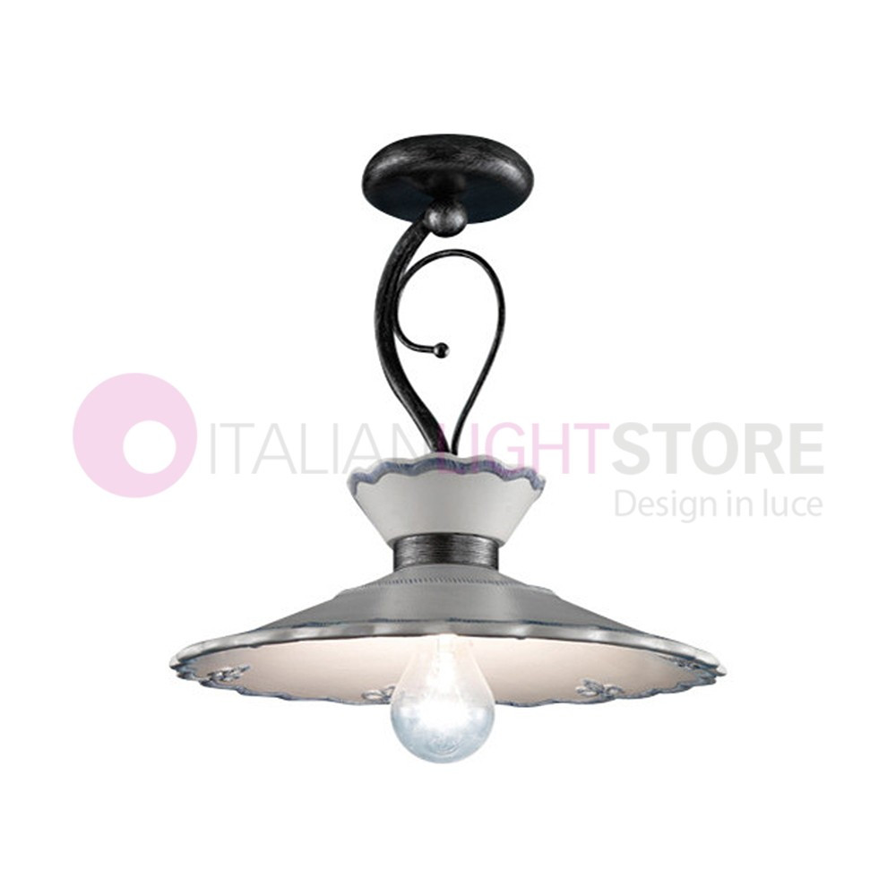 RAVENNA FERROLUCE C929PL Plafoniera rustica ceramica decorata d31 o d44